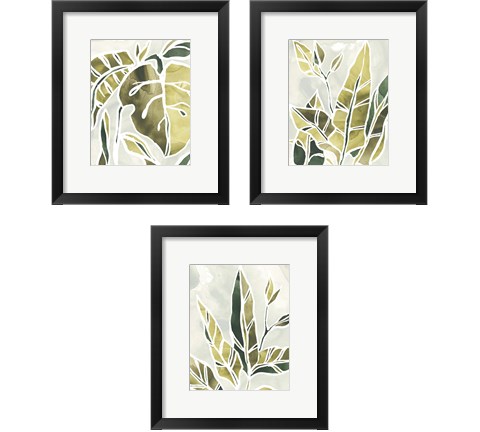 Batik Leaves 3 Piece Framed Art Print Set by June Erica Vess