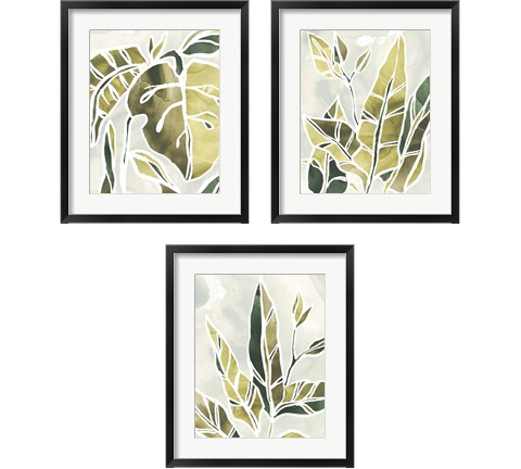 Batik Leaves 3 Piece Framed Art Print Set by June Erica Vess