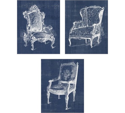 Antique Chair Blueprint 3 Piece Art Print Set by Vision Studio