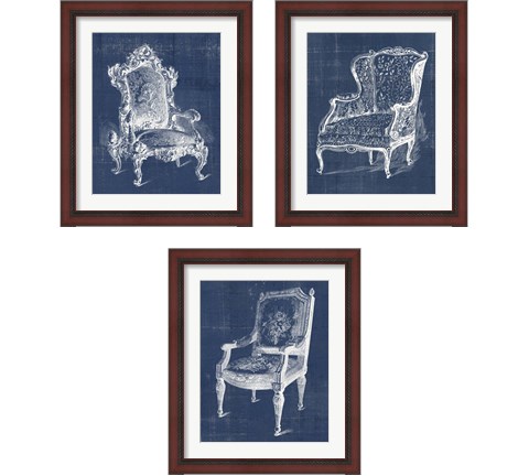 Antique Chair Blueprint 3 Piece Framed Art Print Set by Vision Studio