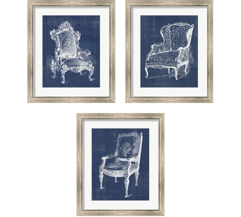 Antique Chair Blueprint 3 Piece Framed Art Print Set by Vision Studio
