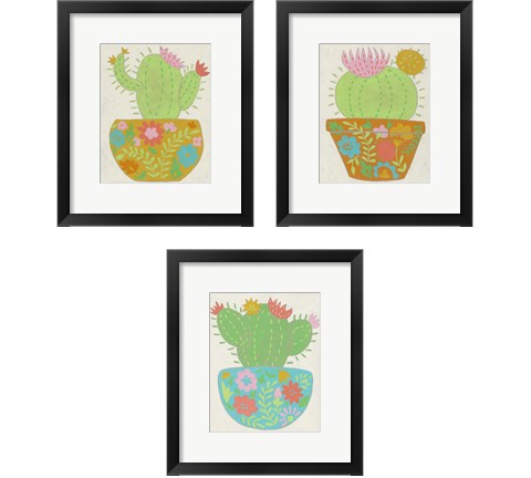 Happy Cactus 3 Piece Framed Art Print Set by Chariklia Zarris