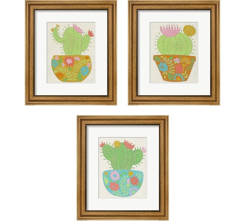 Happy Cactus 3 Piece Framed Art Print Set by Chariklia Zarris