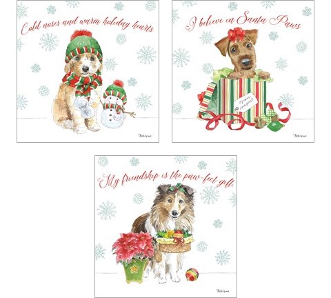 Holiday Paws 3 Piece Art Print Set by Beth Grove