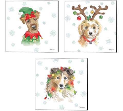 Holiday Paws 3 Piece Canvas Print Set by Beth Grove