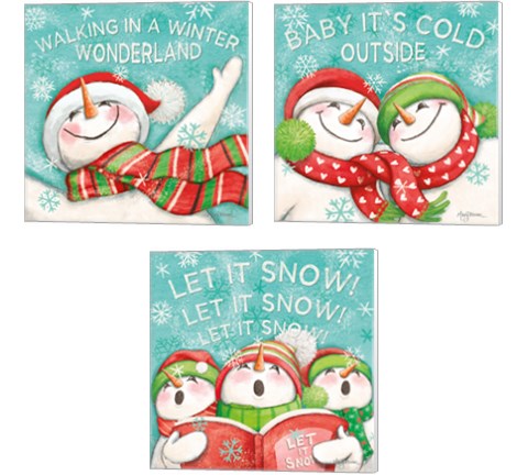 Let it Snow Eyes Open 3 Piece Canvas Print Set by Mary Urban