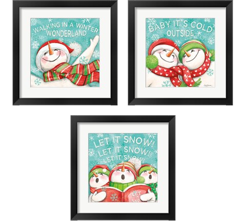 Let it Snow Eyes Open 3 Piece Framed Art Print Set by Mary Urban