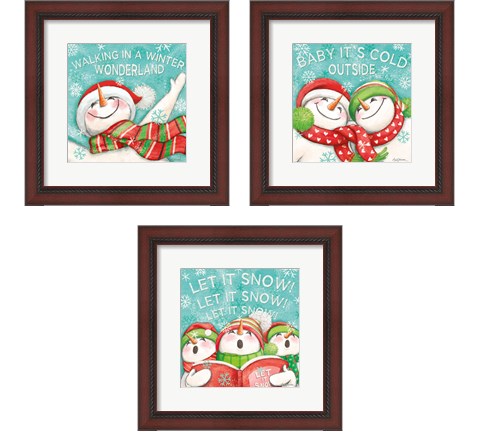 Let it Snow Eyes Open 3 Piece Framed Art Print Set by Mary Urban