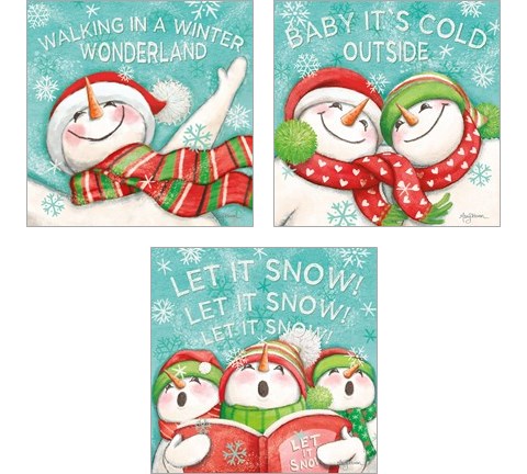 Let it Snow Eyes Open 3 Piece Art Print Set by Mary Urban
