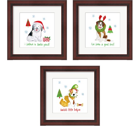 Christmas Critters 3 Piece Framed Art Print Set by Farida Zaman