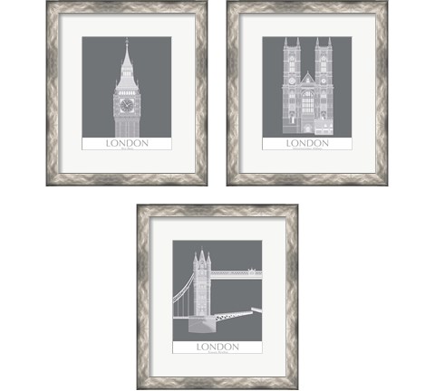 London Landmark 3 Piece Framed Art Print Set by Fab Funky