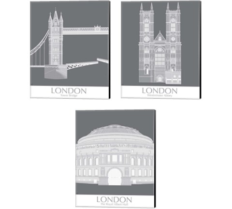 London Landmark 3 Piece Canvas Print Set by Fab Funky