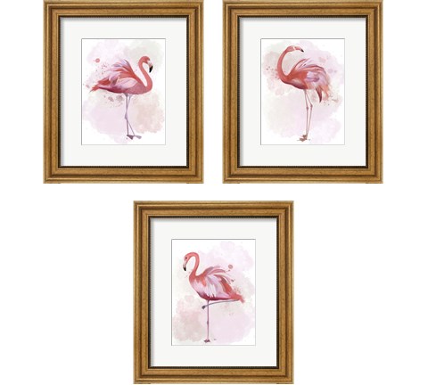 Fluffy Flamingo 3 Piece Framed Art Print Set by Fab Funky