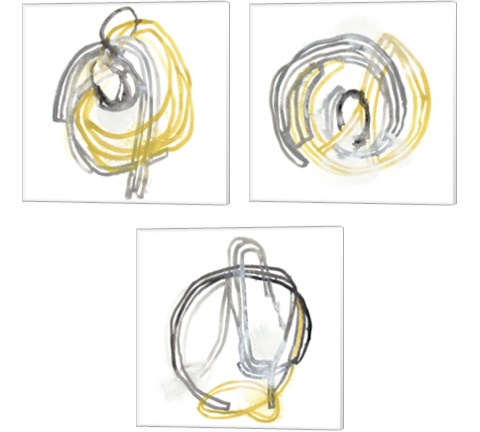 String Orbit 3 Piece Canvas Print Set by June Erica Vess