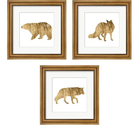 Brushed Gold Animals 3 Piece Framed Art Print Set by Grace Popp