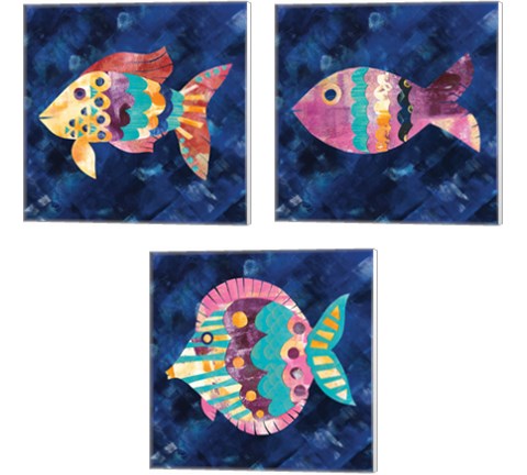 Boho Reef  3 Piece Canvas Print Set by Wild Apple Portfolio