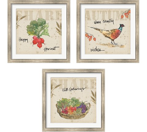 Farmers Feast Harvest 3 Piece Framed Art Print Set by Anne Tavoletti