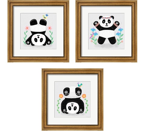 Tumbling Pandas 3 Piece Framed Art Print Set by Noonday Design