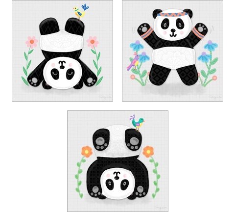 Tumbling Pandas 3 Piece Art Print Set by Noonday Design