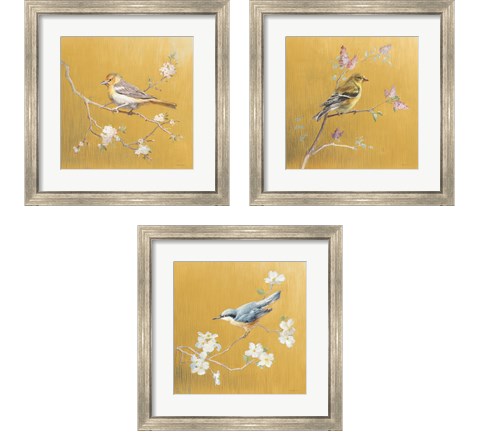 Bird on Gold 3 Piece Framed Art Print Set by Danhui Nai
