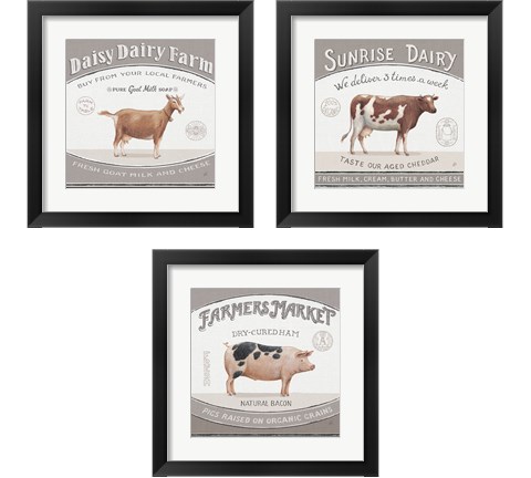 Vintage Farm 3 Piece Framed Art Print Set by Daphne Brissonnet