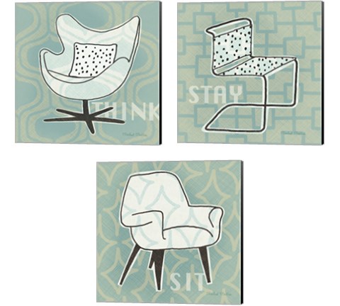 Retro Chair 3 Piece Canvas Print Set by Michael Mullan
