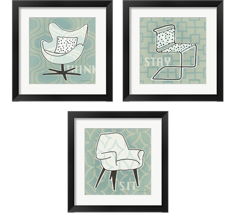 Retro Chair 3 Piece Framed Art Print Set by Michael Mullan