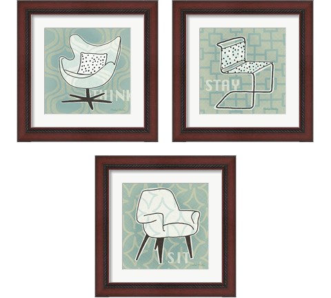 Retro Chair 3 Piece Framed Art Print Set by Michael Mullan