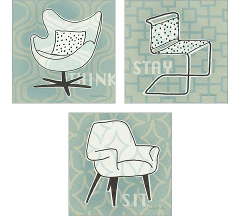Retro Chair 3 Piece Art Print Set by Michael Mullan