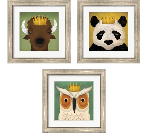 Animal with Crown 3 Piece Framed Art Print Set by Laura Marshall