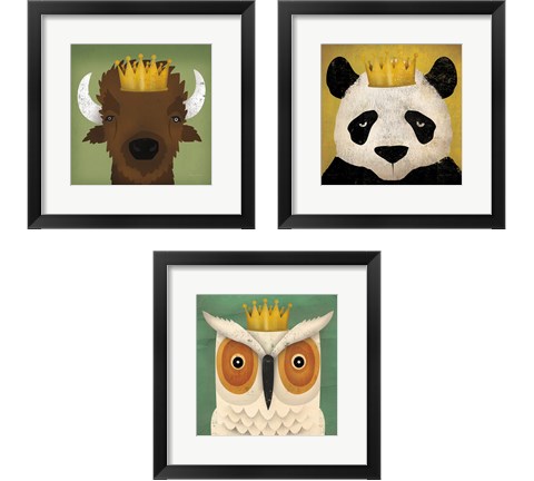 Animal with Crown 3 Piece Framed Art Print Set by Laura Marshall