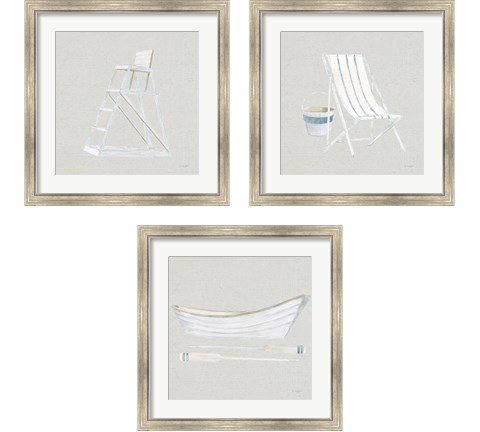 Serene Seaside Tan 3 Piece Framed Art Print Set by James Wiens