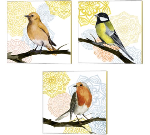 Mandala Bird 3 Piece Canvas Print Set by Grace Popp