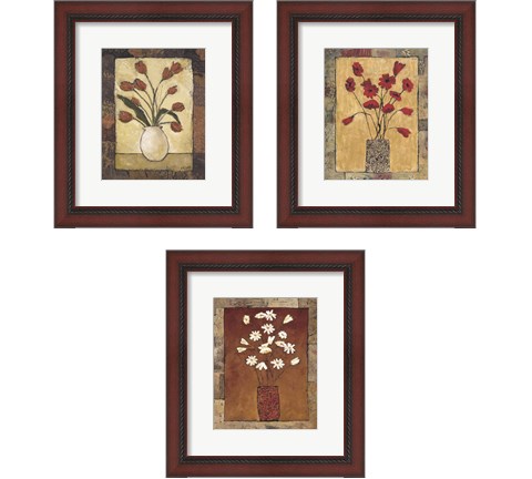 Blooms in Border 3 Piece Framed Art Print Set by Judi Bagnato