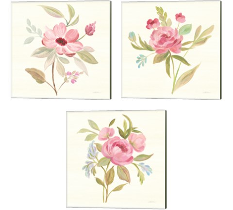 Petals and Blossoms 3 Piece Canvas Print Set by Silvia Vassileva