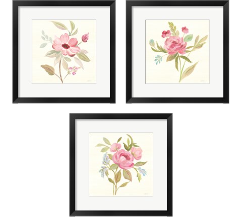 Petals and Blossoms 3 Piece Framed Art Print Set by Silvia Vassileva