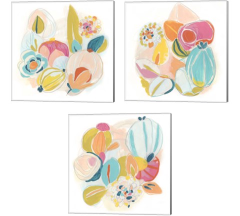 Floral Vibe 3 Piece Canvas Print Set by June Erica Vess