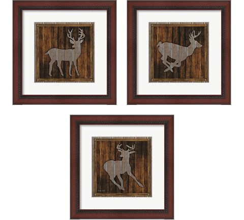 Deer Running 3 Piece Framed Art Print Set by Cindy Jacobs