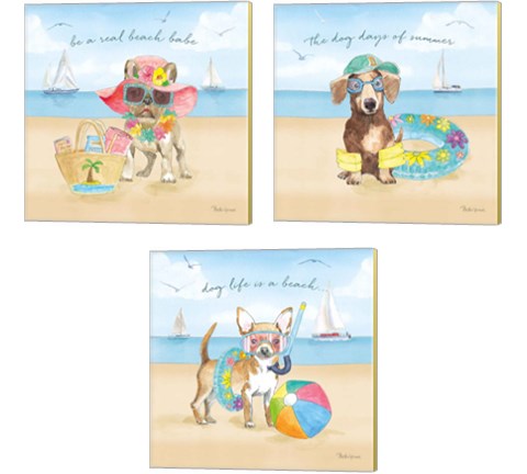 Summer Paws 3 Piece Canvas Print Set by Beth Grove