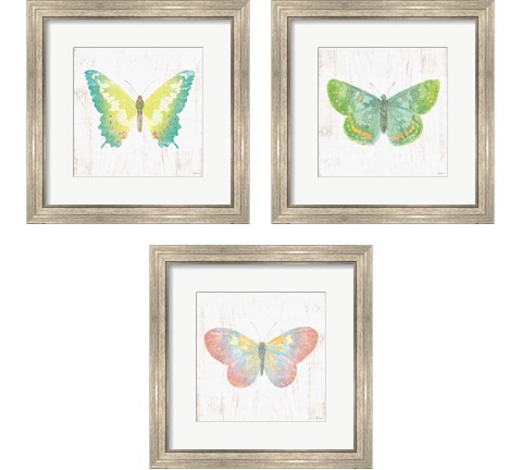 White Barn Butterflies 3 Piece Framed Art Print Set by Sue Schlabach