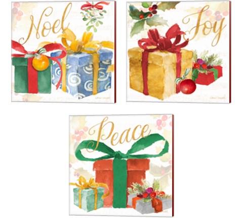 Presents and Notes 3 Piece Canvas Print Set by Lanie Loreth
