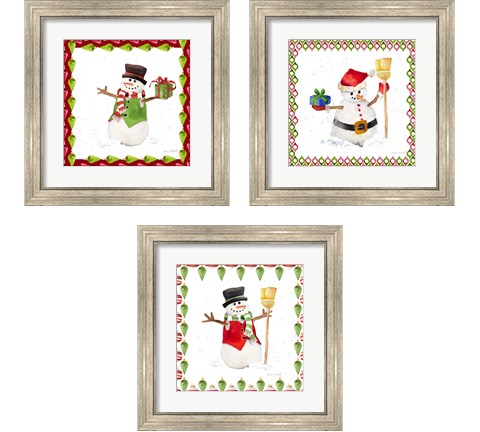 Christmas Snowman 3 Piece Framed Art Print Set by Lanie Loreth