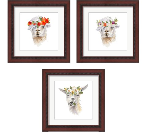 Floral Llama 3 Piece Framed Art Print Set by Lanie Loreth