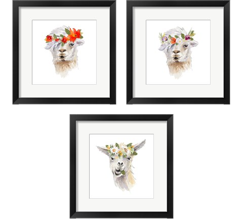 Floral Llama 3 Piece Framed Art Print Set by Lanie Loreth