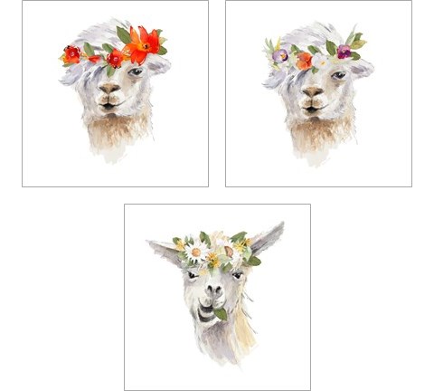 Floral Llama 3 Piece Art Print Set by Lanie Loreth