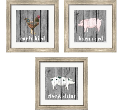 Wood Farm Grey  3 Piece Framed Art Print Set by Andi Metz