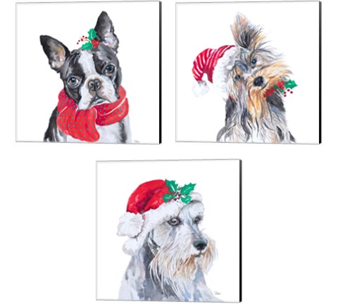 Holiday Dog 3 Piece Canvas Print Set by Patricia Pinto