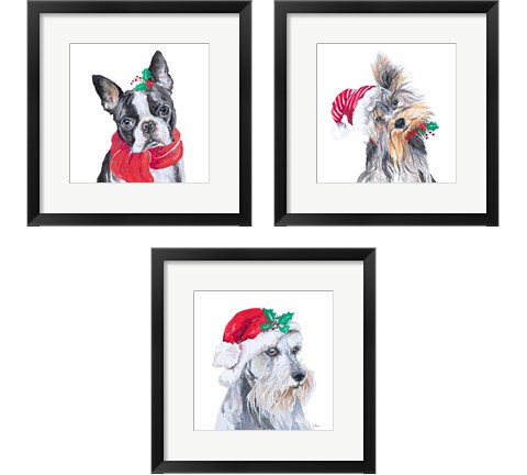 Holiday Dog 3 Piece Framed Art Print Set by Patricia Pinto