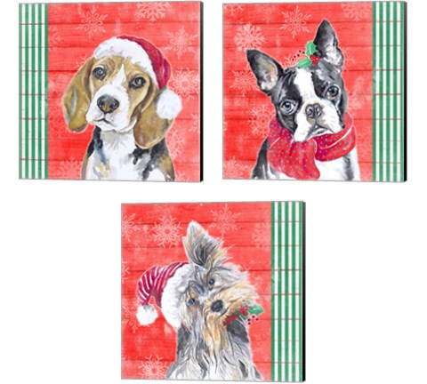 Holiday Puppy 3 Piece Canvas Print Set by Patricia Pinto