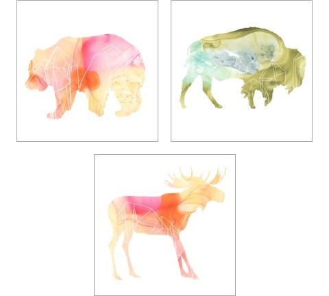 Agate Animal 3 Piece Art Print Set by June Erica Vess